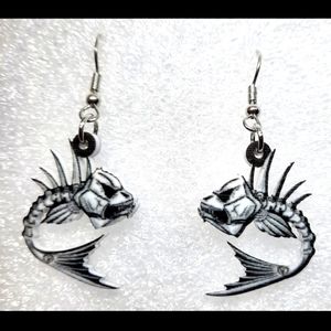 Piranha skull earrings